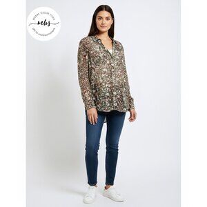 NWOT Korye Floral Long Sleeve Button Down Semi Sheer Shirt Multicolors Women XL‎